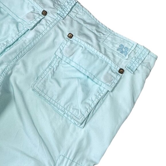 VTG Y2K Twill Twenty Two Cargo Shorts Sz. 26 Blue Cotton Low Rise Pockets Beach - Picture 3 of 12